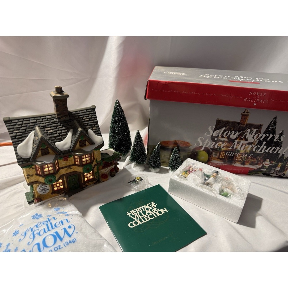 Dept 56 Seton Morris Spice Merchant Gift Set #58308 Dickens Village Complete